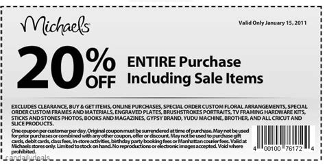 Canadian Daily Deals Michaels 20 Off Entire Purchase Printable