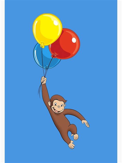 "Curious George with balloons" Poster for Sale by monkey-merch | Redbubble