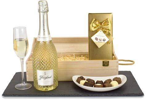 Buy Prosecco And Chocolates Hamper With A Premium Cut Glass Bottle Of