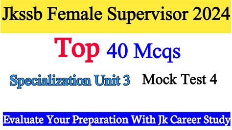 Jkssb Female Supervisor Mock Test Top Mcqs Specialization