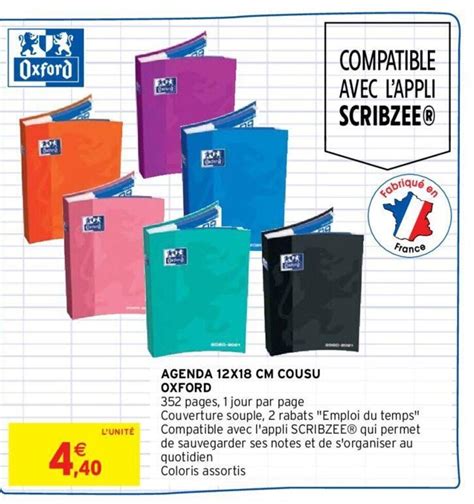 Promo Oxford Agenda X Cm Cousu Chez Intermarch