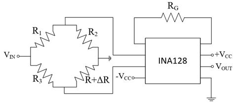 Schematic Of The Wheatstone Bridge Circuit With Instrumental Amplifier