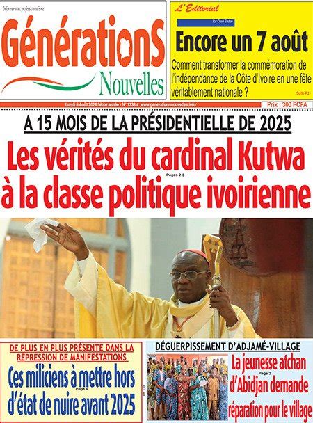 Titrologie de Générations Nouvelles N1338 du lundi 5 août 2024