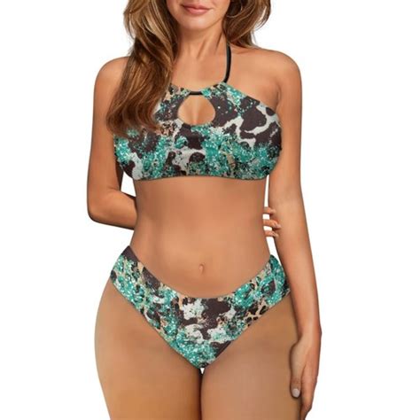 Green Leopard Print Sexy Women Swimwear Bikini Push Up Swimsuit Swim