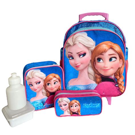 Kit Mochila Escolar Infantil Frozen Elsa Anna Rodinhas M F Meninas S N