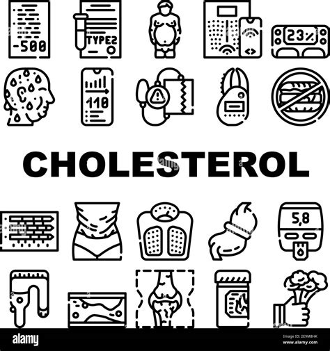 Cholesterol Overweight Collection Icons Set Vector Flat Stock Vector Image And Art Alamy