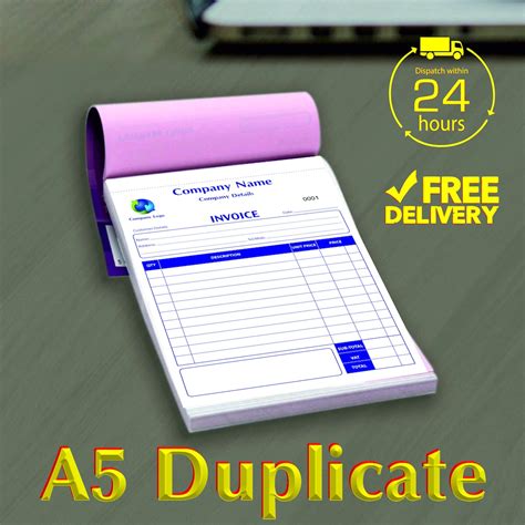 Personalised A5 Duplicate Invoice Book Bill Book Ncr Pad Receipt