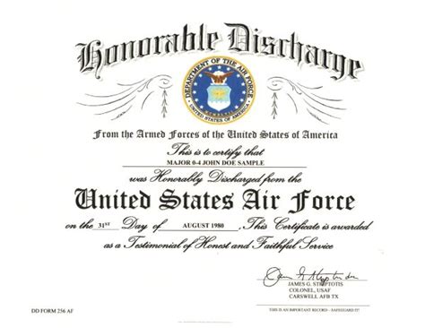 Air Force Discharges and Retirement Archives - Military Certificates ...