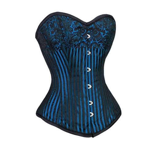 Burlesque Jacquard Turquoise Corset Steel Boned Corsets Blue Corset