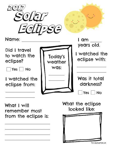 2017 Solar Eclipse Worksheet Printable The Suburban Mom Solar