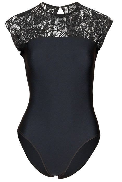 Black Lace Margo Leotard Cap Sleeve Dance Ballet Leotard Stretch Yoke