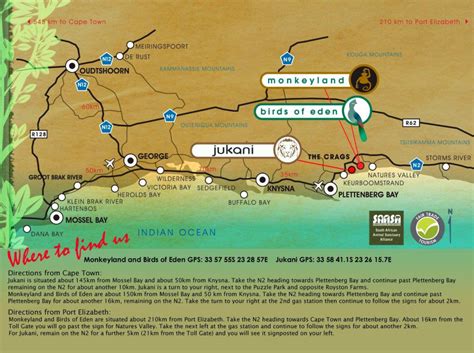 Map & Directions - Monkeyland Primate Sanctuary, Plettenberg Bay, South ...