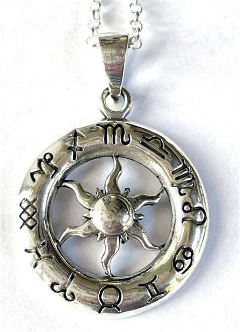 Sterling Sun Zodiac Pendant Necklace Celestial Sun Center Etsy In