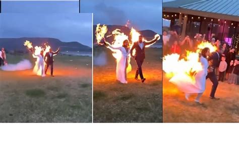 Stunt Professionals Set Themselves On Fire During Wedding Watch