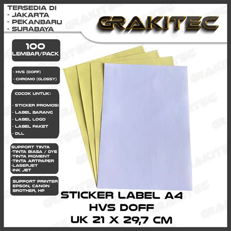 Jual Kertas Sticker Chromo Hvs Doff Glossy Label A4 Isi 100 Lembar Sticker Kromo Bontak