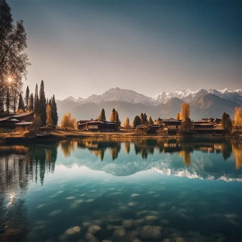 Hermosa Naturaleza Lago Bosque Monta A Fondos De Pantalla Imagen De