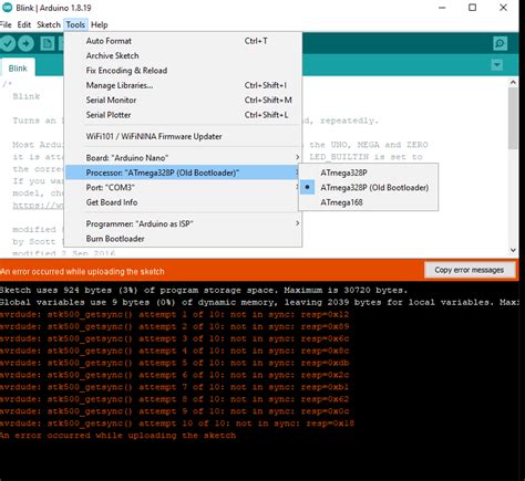 Arduino Nano Problems With Uploading Avrdude Stk500 Bootloader