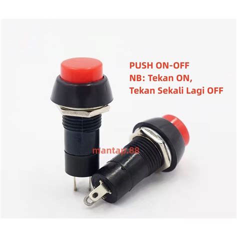 Jual Saklar PUSH ON OFF Bulat 2 Pin Kaki Saklar Rocker Switch PUSH ON