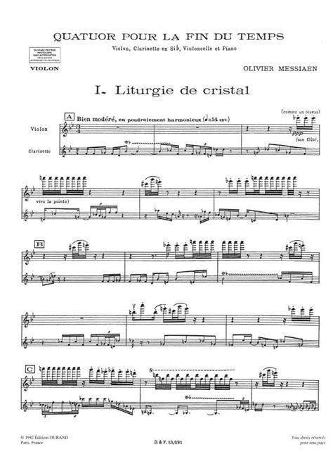 Messiaen Quartet: End of Time Sheet Music