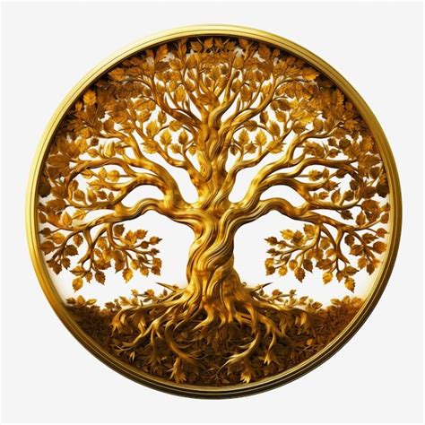 Premium Photo There Is A Gold Tree Of Life In A Circular Frame Generative Ai