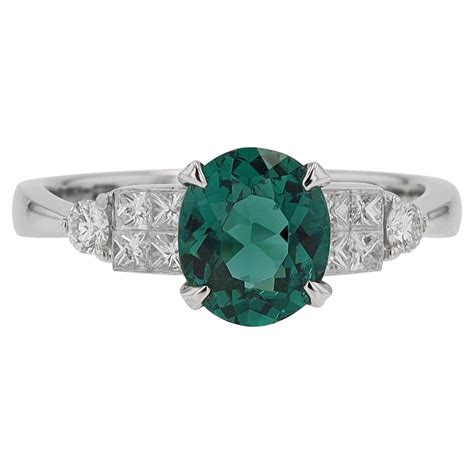 Oval Blue Green Tourmaline Diamond Engagement Ring For Sale At 1stDibs