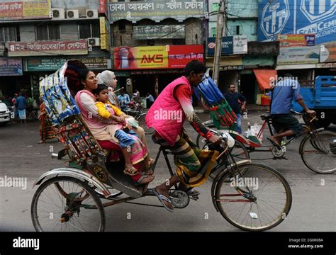 Colorful Cycle Rickshaws Roaming The Streets Of Dhaka Bangladesh Stock