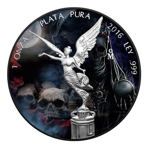 2016 1oz Mexican Silver Libertad Santa Muerte Black Ruthenium