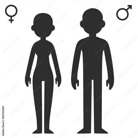 Stylized Cartoon Male And Female Silhouettes With Corresponding Gender