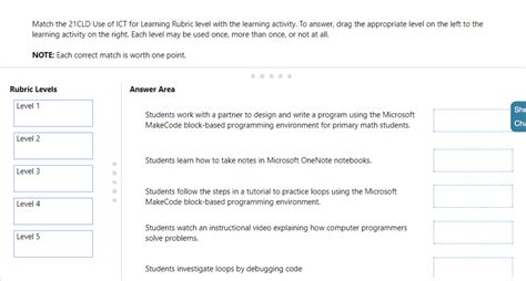 Solved Match The 21cld Use Of Ict For Learning Rubric Level