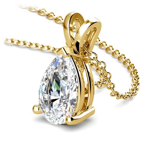 Pear Diamond Solitaire Pendant In Yellow Gold 3 Ctw