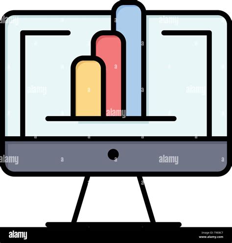 Computer Monitor Shirt Graph Flat Color Icon Vector Icon Banner