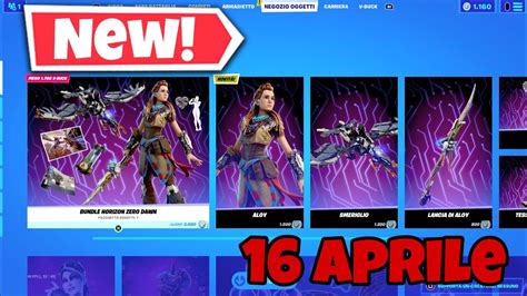 FORTNITE SHOP DI OGGI 16 APRILE SKIN PACK HORIZON ZERO DAWN SQUADRA