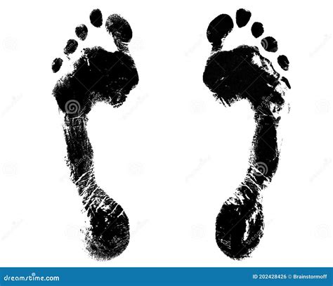 Black Human Footprint White Background Isolated Closeup Barefoot