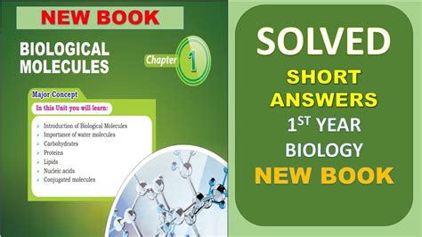 1st Year Bio Short Answers Solved Chp 1 Biological Molecules New Book Stb Youtube