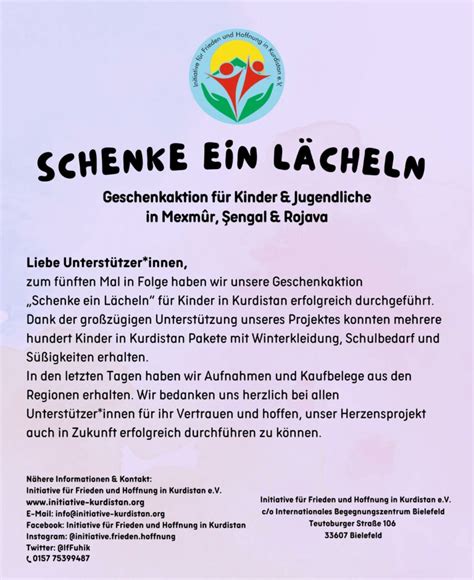 Schenke ein Lächeln Initiative für Frieden und Hoffnung in Kurdistan