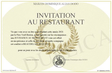 Invitation Au Restaurant