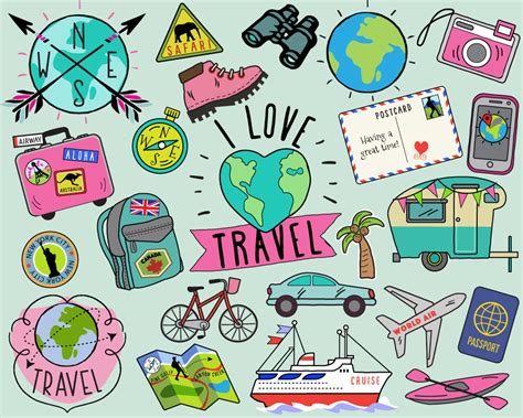 Buy Travel Clipart, Summer Clipart, Bullet Journal Stickers, Travel ...