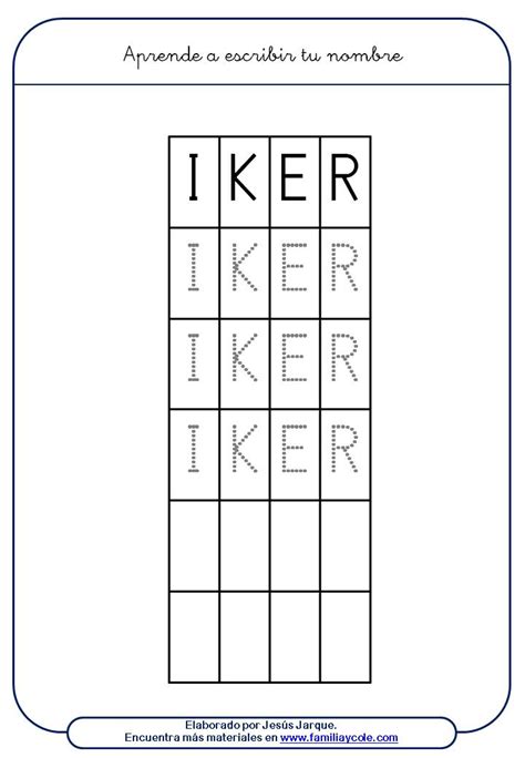 Fichas Para Aprender A Escribir El Nombre Familia Y Cole