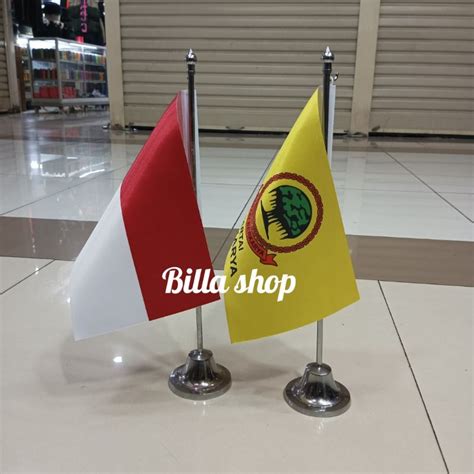 Jual Bendera Meja Merah Putih Dan Partai Berkarya Tiang Stenlis