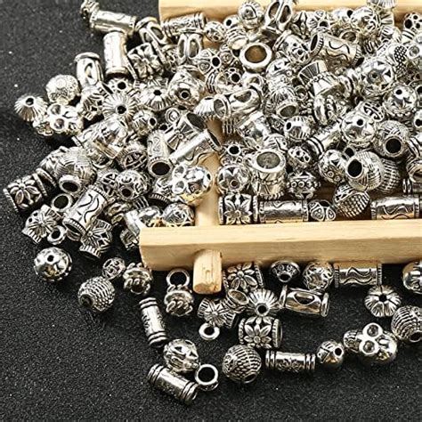 Amazon Pcs Bracelet Spacer Beads Silver Bulk Random Styles