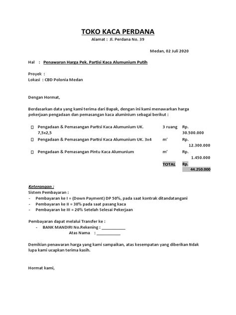 Surat Penawaran Partisi Kaca Pdf