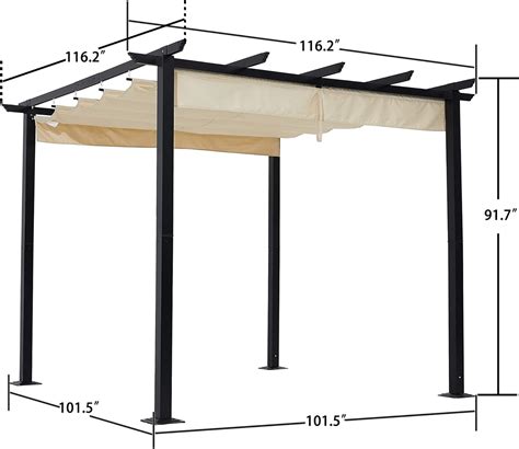 Luckyberry Pérgola retráctil para exteriores de 10 x 10 pies con toldo