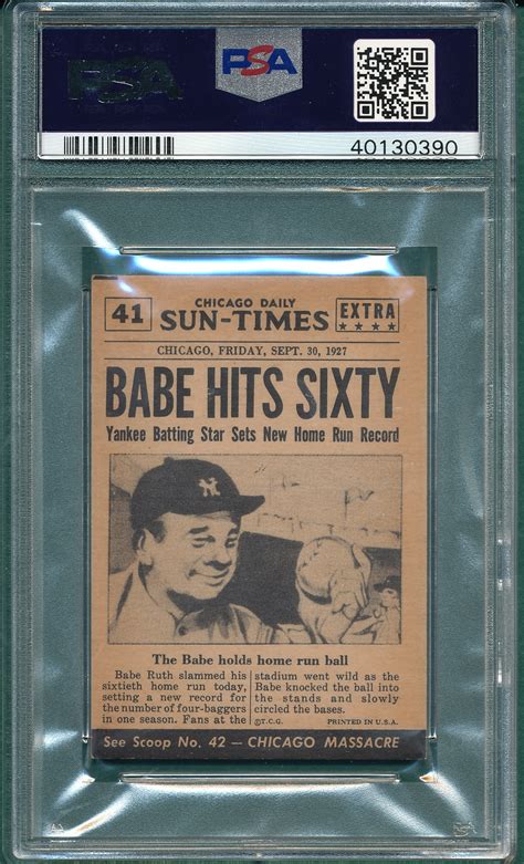 Lot Detail 1954 Topps Scoop 41 Babe Ruth Sets Record PSA 7