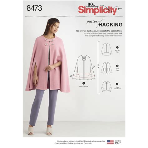 Simplicity Pattern 8473 Womens Capes With Options For Design Hacking