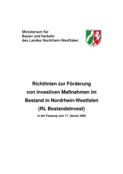 Richtlinien zur FÃrderung von investiven MaÃ nahmen BDB NRW