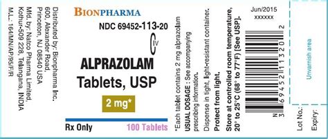 Alprazolam - FDA prescribing information, side effects and uses