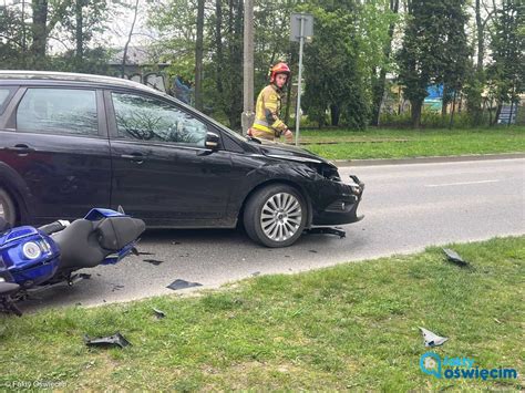 Zderzenie samochodu z motocyklem Kierowca jednośladu w szpitalu