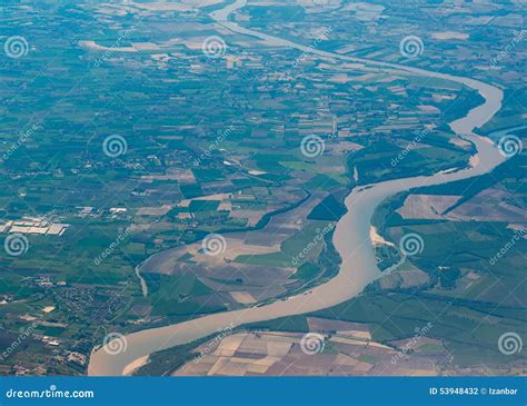 Po Longest Italian River Aerial View Stock Photo Image Of Skyline