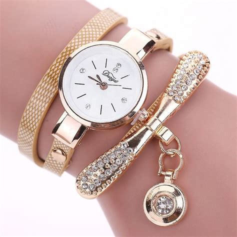 Duoya Brand Bracelet Watches For Women Luxury Gold Crystal Fashion