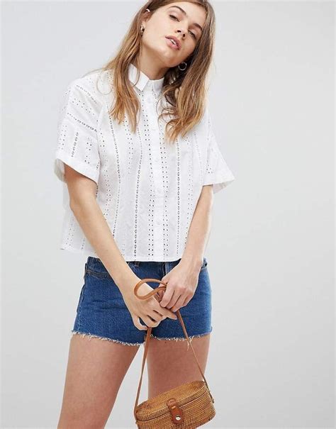 Asos Boxy Shirt In Broderie Shirts Asos Designs T Shirts For Women